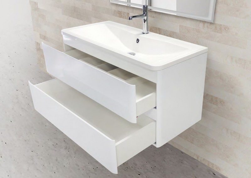 Тумба под раковину BelBagno ACQUA-1000-2C-SO-BL подвесная Bianco Lucido МДФ / ЛДСП