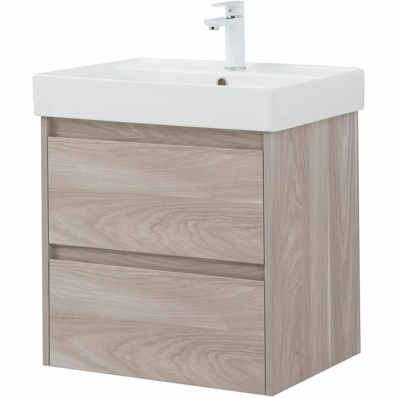 Тумба с раковиной Aquanet Nova Lite 60 305236 подвесная Орех светлый МДФ / ЛДСП