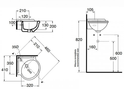 Раковина Azzurra Jubilaeum 35 JULS0353500MBI (JUB35/AN bi)*1 Белая
