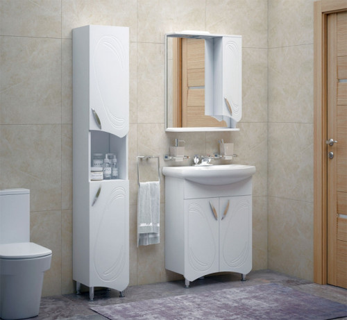 Зеркало со шкафом Corozo Кентис 60 SD-00000288 с подсветкой Белое МДФ / ЛДСП, стекло