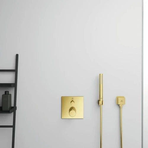 Смеситель для душа Ideal Standard Ceratherm C100 A6956A2 с термостатом цвет Brushed Gold / Золото шлифованное