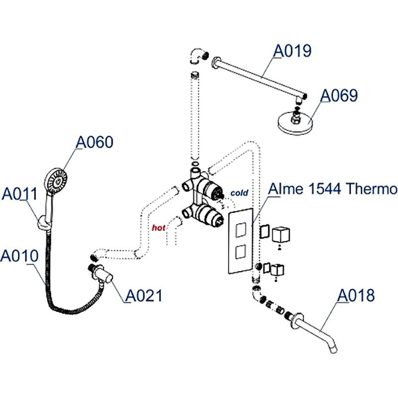 Душевая система WasserKRAFT Alme A171519 Thermo с термостатом Хром латунь встраиваемый