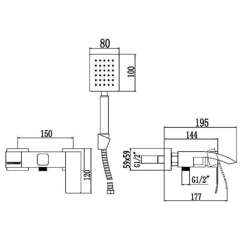 Смеситель для ванны Fmark FS8624Q цвет Графит