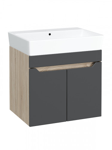 Тумба с раковиной DIWO Архангельск 60 1108043 подвесная цвет Дуб сонома, Антрацит