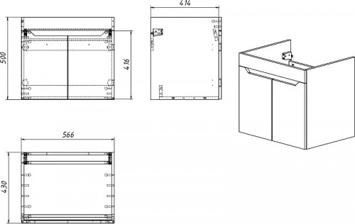 Тумба с раковиной DIWO Архангельск 60 1108043 подвесная цвет Дуб сонома, Антрацит