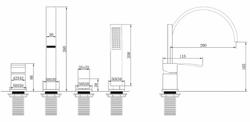 Смеситель на борт ванны Abber Wasserfall AF8613 Хром латунь