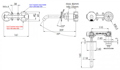 Смеситель для раковины Remer Chrono CH15PXV цвет Сталь