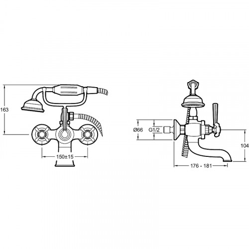 Смеситель для ванны Jacob Delafon Cleo 1889 E24313-BGG Золото глянцевое латунь на стену