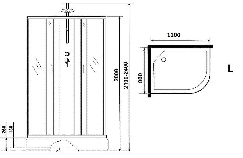 Душевая кабина Niagara Classic 110х80 L NG-33184-14LBKTG с гидромассажем