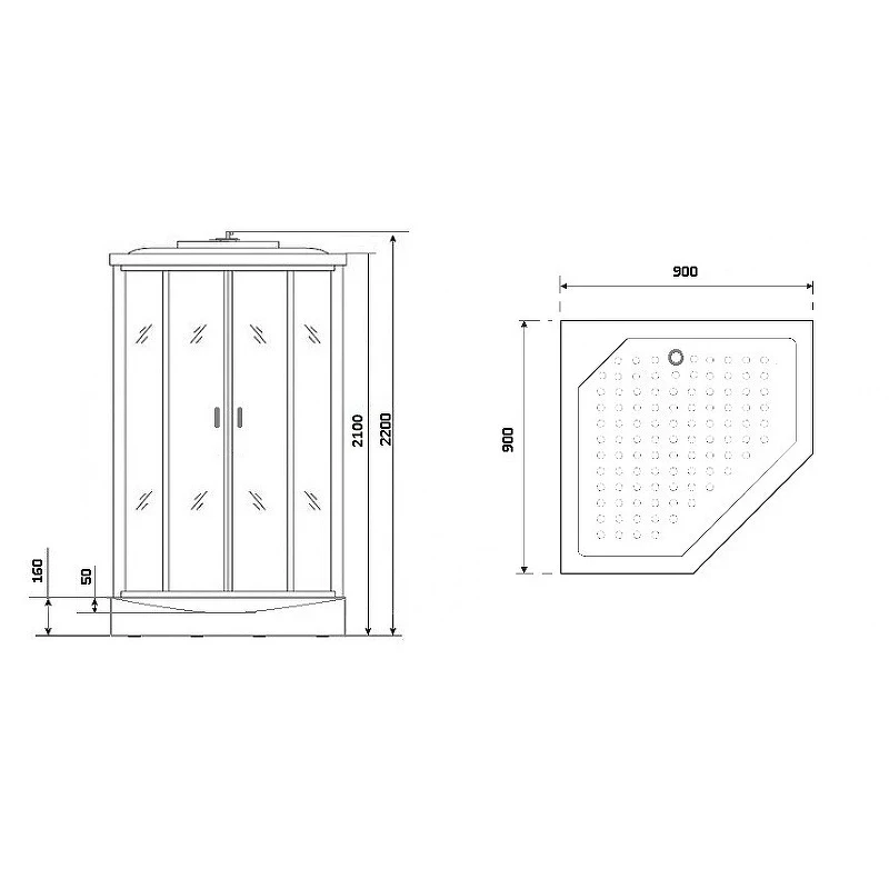 Душевая кабина Niagara Premium 90x90 NG-6001-01GD с гидромассажем