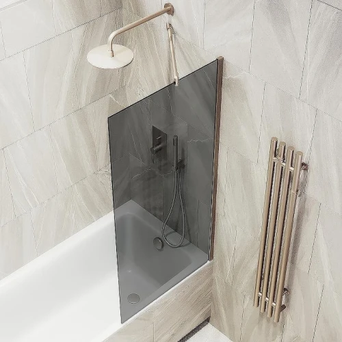 Шторка на ванну Maybah Glass MGV-83-2ш 900x1400 в широком профиле Бронза стекло графитовое