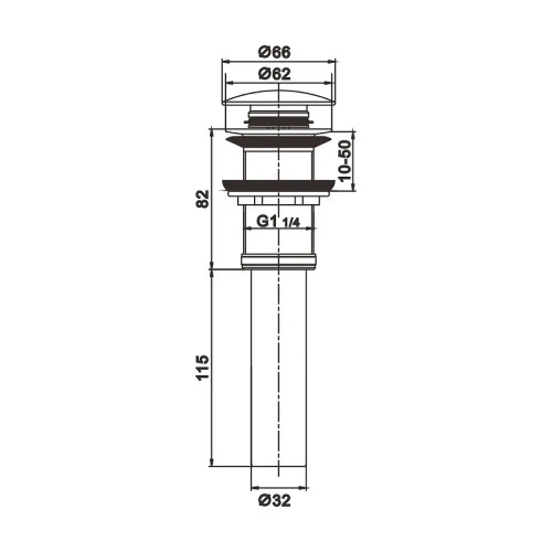 Донный клапан Rose RS11T цвет Оружейная сталь