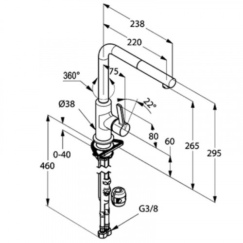 Смеситель для кухни Kludi L-ine 408510575 Хром латунь
