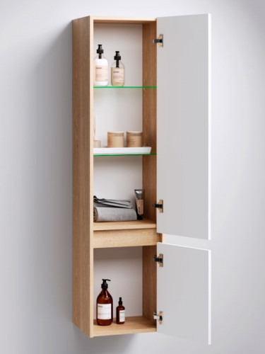 Шкаф пенал Aqwella Сити 35 SIT0535DK Дуб канадский Белый МДФ / ЛДСП