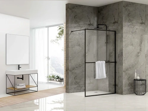 Душевая перегородка Abber AG60120B 120x200 профиль Черный стекло прозрачное