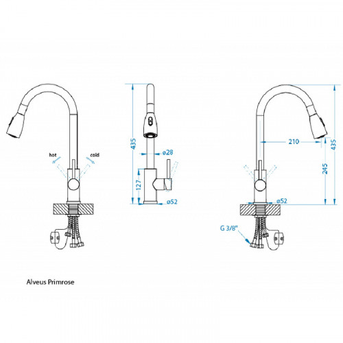 Смеситель для кухни Alveus Primrose PS 1148265 Черный матовый латунь