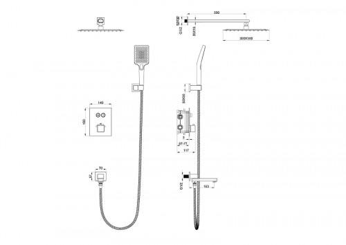 Душевая система Wonzon & Woghand WW-88929003-MB с термостатом цвет Черный матовый