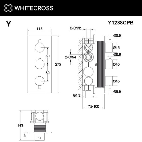 Смеситель для душа Whitecross Y copper brushed Y1238CPB цвет Медь брашированная