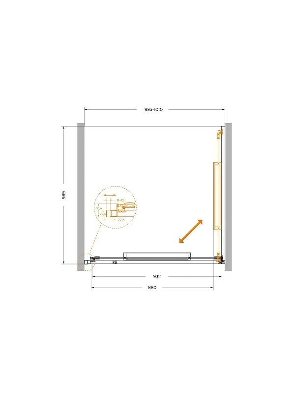 Душевая дверь Cezares Lux 100 LUX-B-FS-1-100-C-GM профиль Оружейная сталь стекло прозрачное