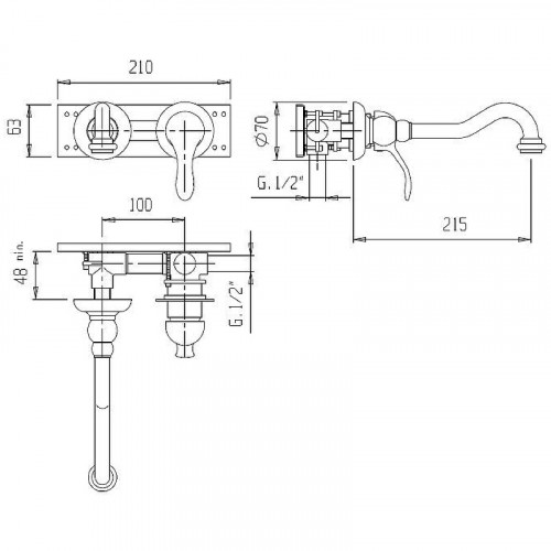 Смеситель для раковины Cezares Margot MARGOT-BLS1-01-N Хром латунь встраиваемый
