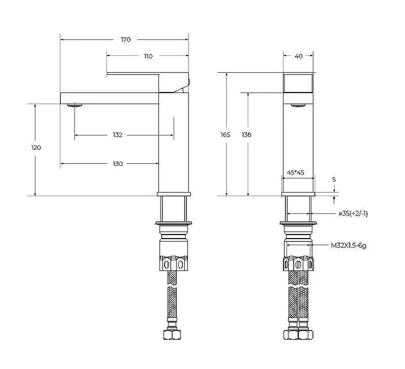 Смеситель для раковины Cezares Slider SLIDER-LS-GM Оружейная сталь