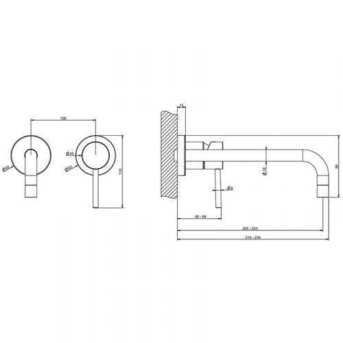 Смеситель для раковины Gessi Emporio Via tortona 44825#031 Хром латунь встраиваемый