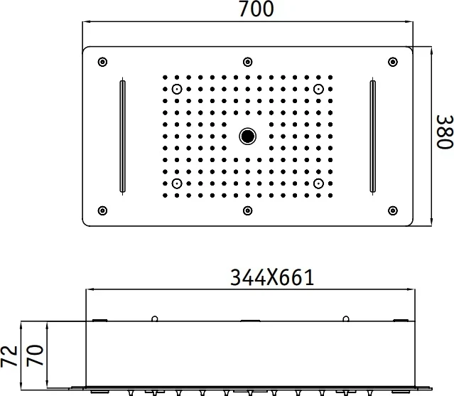 Верхний душ RGW Shower Panels SP-72 21140272-01 Хром нержавеющая сталь на потолок, встраиваемый