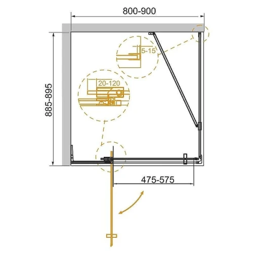 Душевой уголок Cezares Slider 90x90 SLIDER-AH-1-90-80/90-BR-BORO профиль Брашированное золото стекло бронзовое
