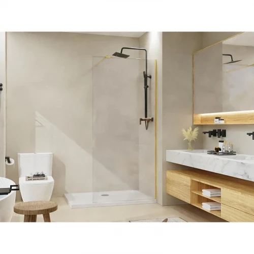 Душевая перегородка Azario Walk-In 110 AZ-251-110-BGL-CL профиль Брашированное золото стекло прозрачное