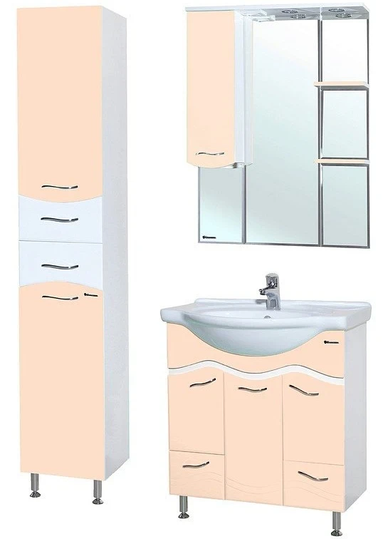 Зеркало со шкафом Bellezza Мари 75 R 4612912001226 с подсветкой Бежевое МДФ / ЛДСП, стекло