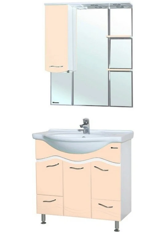 Зеркало со шкафом Bellezza Мари 75 R 4612912001226 с подсветкой Бежевое МДФ / ЛДСП, стекло