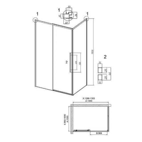 Душевой уголок Grossman Galaxy 130x100 L 120.K33.01.1310.10.02 профиль Хром стекло шиншилла