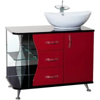 Тумба под раковину Bellezza Рио 90 R 4633615141217 Черная Красная МДФ / ЛДСП