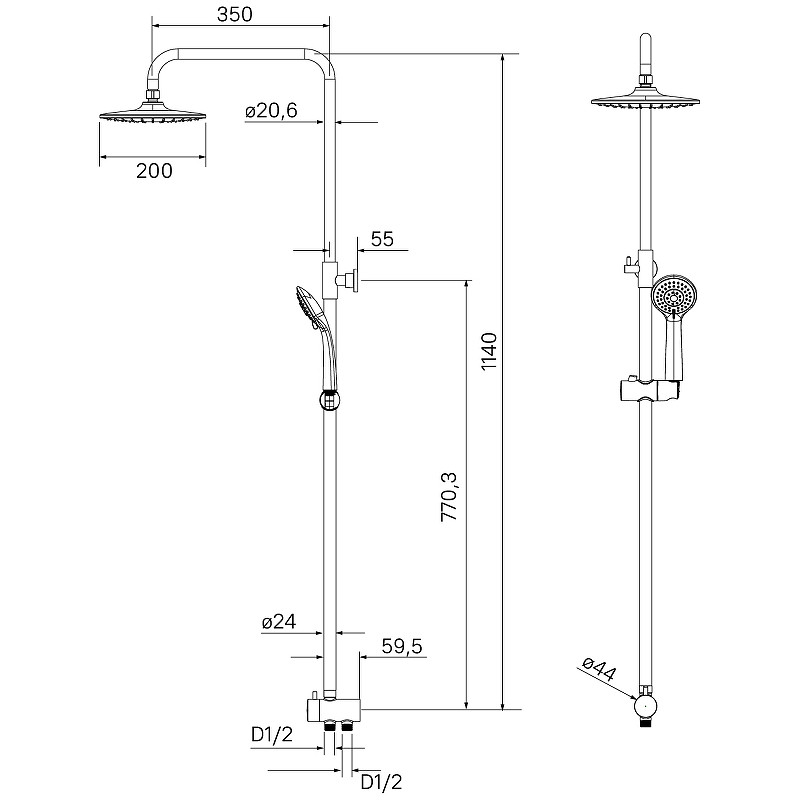 Душевая система Milardo Shower Set 3703F24M76 Хром