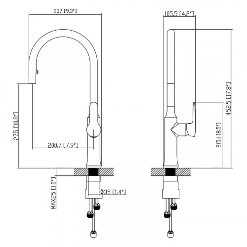 Смеситель для кухни Azario AZ-HU245913 цвет Хром