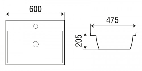 Раковина WeltWasser Deilbach 7608 60 10000004637 Белый глянец фаянс полувстраиваемая