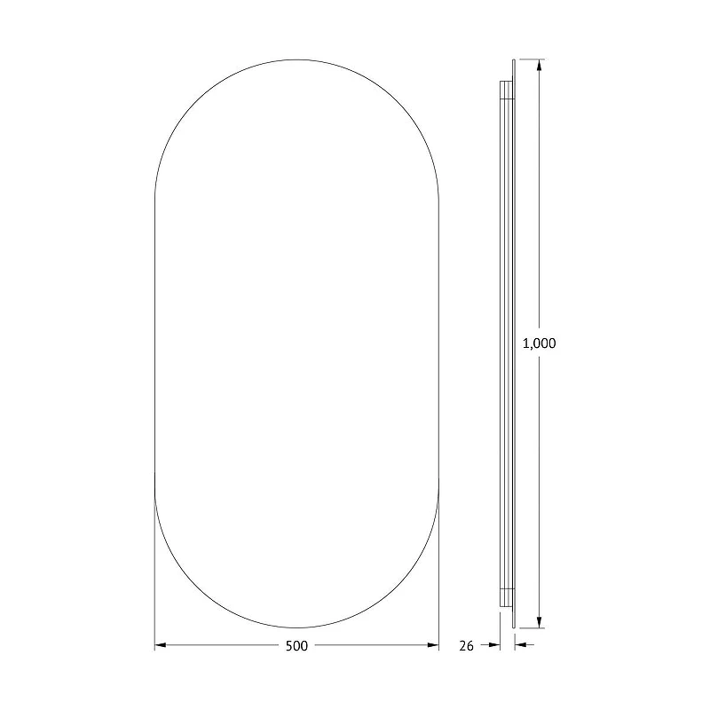 Зеркало Defesto Opti 50х100 DF 2914 с подсветкой 26W-3000K/Без выключателя/Теплый белый свет