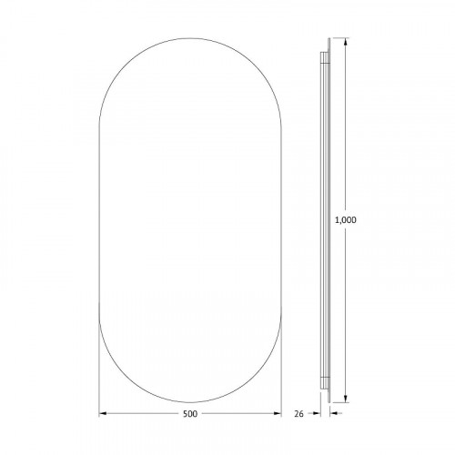 Зеркало Defesto Opti 50х100 DF 2914 с подсветкой 26W-3000K/Без выключателя/Теплый белый свет