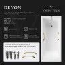 Чугунная ванна Vinsent Veron Devon 175x70 VDV1757045H/VH0012GD цвет Белый с квадратными золотыми ручками