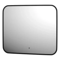 Зеркало Defesto Aura 60х50 DF 2973RH с подсветкой 19W-3000K/ИК - выключатель/Теплый белый свет/Черная рама