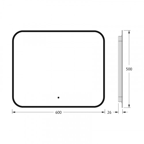 Зеркало Defesto Aura 60х50 DF 2973RH с подсветкой 19W-3000K/ИК - выключатель/Теплый белый свет/Черная рама