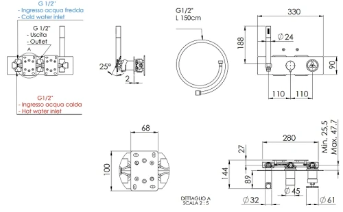 Смеситель для душа Remer Chrono CH97D2XV цвет Сталь