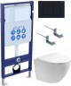 Комплект унитаза с инсталляцией Aquatek Set Aquatek ЕВРОПА T KDI12 цвет Белый с сиденьем Микролифт и клавишей смыва цвет Черный матовый