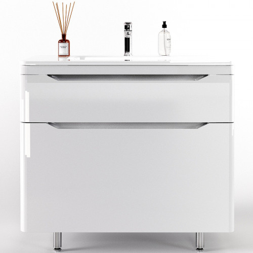 Тумба под раковину Style Line Марелла 90 Люкс Plus СС-00002417 Белый глянец антискрейтч МДФ / ЛДСП