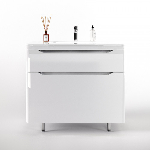 Тумба под раковину Style Line Марелла 90 Люкс Plus СС-00002417 Белый глянец антискрейтч МДФ / ЛДСП