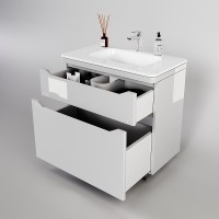 Тумба под раковину Style Line Марелла 90 Люкс Plus СС-00002417 Белый глянец антискрейтч МДФ / ЛДСП
