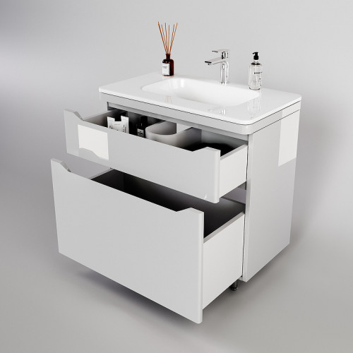 Тумба под раковину Style Line Марелла 90 Люкс Plus СС-00002417 Белый глянец антискрейтч МДФ / ЛДСП