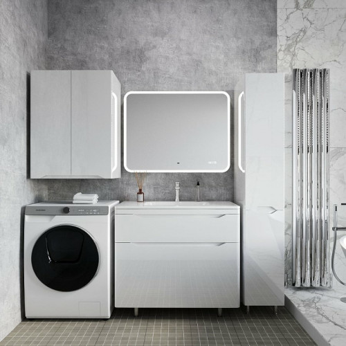 Тумба под раковину Style Line Марелла 90 Люкс Plus СС-00002417 Белый глянец антискрейтч МДФ / ЛДСП