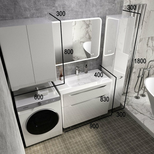 Тумба под раковину Style Line Марелла 90 Люкс Plus СС-00002417 Белый глянец антискрейтч МДФ / ЛДСП