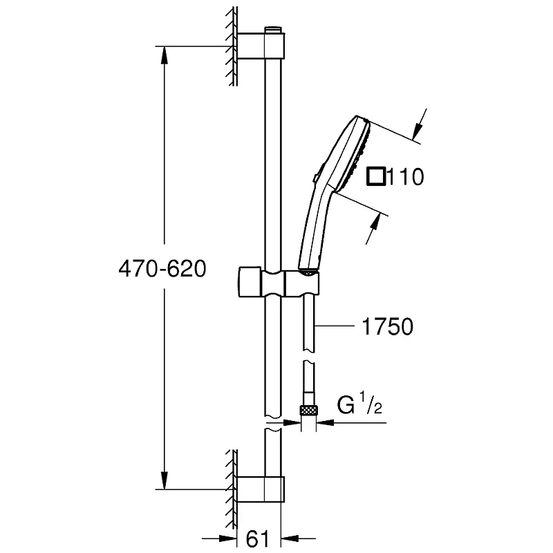 Душевой гарнитур Grohe Tempesta Cube 110 27786003 Хром латунь на стену